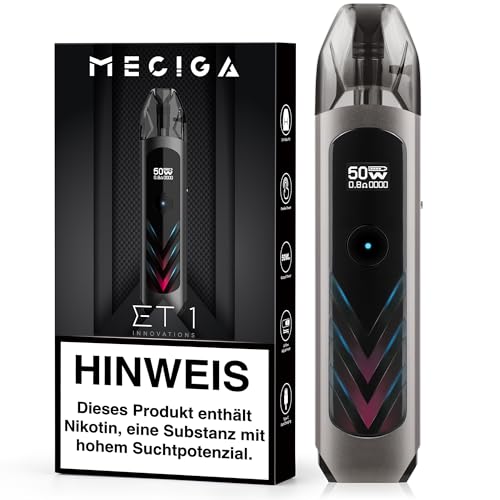E Zigarette Pod System Vape Aufladbar Kit mit 1000mAh Akku 2ml Kartusche, Pod System Kit Vape Nachfüllbar ET1 E Zigarette Starterset Ohne Nikotin Ohne Liquid