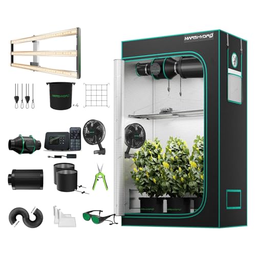 MARS HYDRO Growzelt Komplettset mit Smart Controller43,FC4000 Samsung LM301H App-Regelung Dimmbarer Grow Lampe,120X60X180cm 1680D Hoch Reflektierend Grow Box Komplettset,4