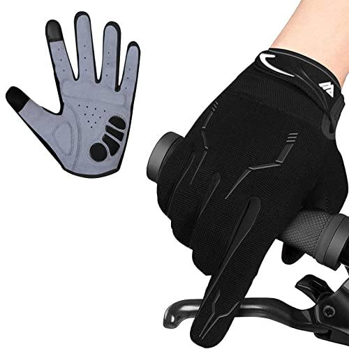 WESTWOOD FOX WFX Fahrradhandschuhe Vollfinger Mountainbike Handschuhe Touchscreen MTB Handschuhen Gepolstert Anti-Rutsch MTB Rennrad Sport Hándschuh für Damen und Herren (Schwarz, XL)