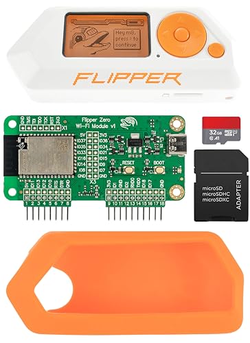 Flipper Zero Komplett-Kit — Flipper Zero | WiFi Entwicklungskarte | Silikonhülle | 32 GB MicroSD Karte | MicroSD zu SD Adapter