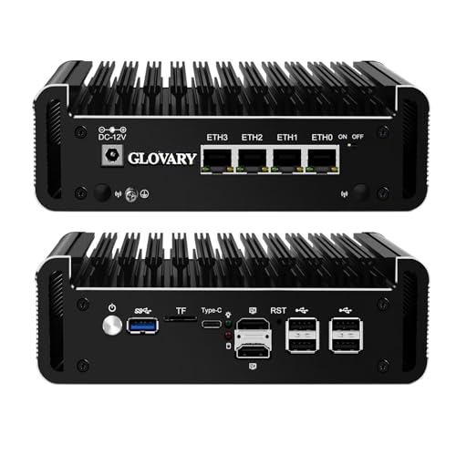 Glovary Mini PC Fanless J6413, 4 x i226V 2.5GbE LAN OPNsense Firewall Appliance, 8GB DDR4 128GB NVMe SSD, AES-NI, Micro Router Hardware, 2 x NVMe Slot, 2 x SATA3.0, 2HD + USB-C 3 Display