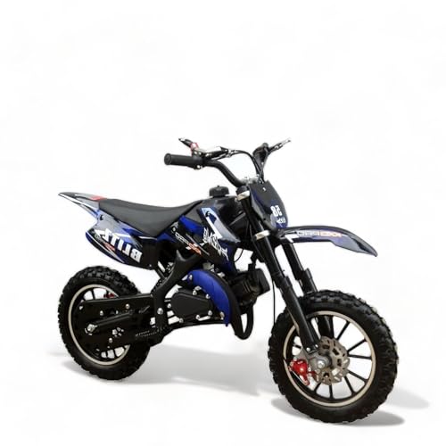 KXD 708A 49cc 2Takt Dirt Cross Pocket Midi Enduro Dirtbike Enduro Motocrossbike Motocross Motorrad Cross 60cm Sitzhöhe 10 Zoll Vorderrad Motor Pocketbike (blau, KXD 708A 49ccm 2T)