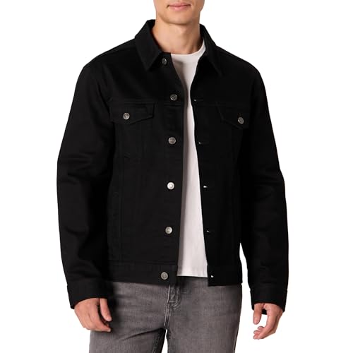Amazon Essentials Herren Regular-Fit Denim-Jacke mit geringem Stretchanteil, Schwarz, XL