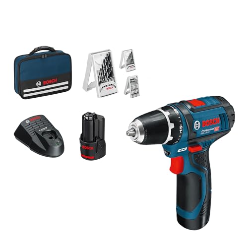 Bosch Professional 12V System Akku Bohrschrauber GSR 12V-15 (inkl. 2x2.0 Akku, Ladegerät, 39tlg.-Zubehör-Set, Werkzeugtasche) - Amazon Exclusive
