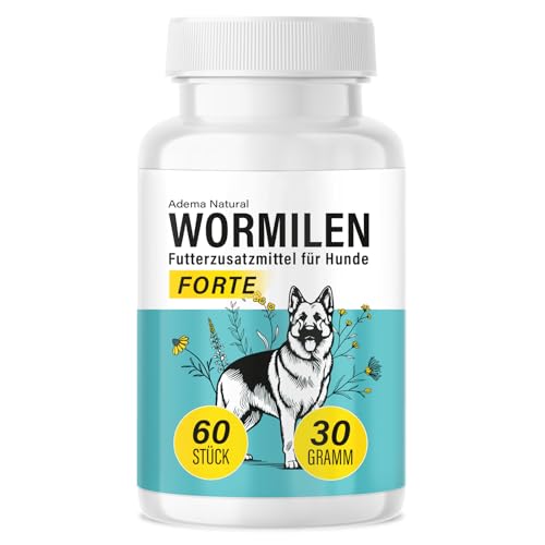 Adema Natural® WORMILEN – Wurmmittel sekundierend - Wormwood Extrakt Hund – Natürliche Formel für Hunde - Wurmkur Sekundierend - Ergänzungsfuttermittel für eine optimale Unterstützung - ohne Zusätze