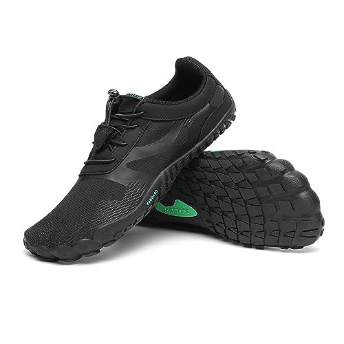 SAGUARO Barfußschuhe Herren Barfuss Schuhe Damen Zehenschuhe Outdoor & Indoor Fitnessschuhe Mit Breite Zehenbox, Vitality III - Barfußschuhe Sattes Schwarz,Gr.47