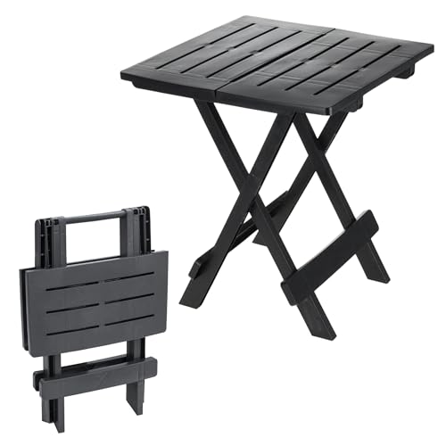 Spetebo Kunststoff Klapptisch 45 x 43 cm - anthrazit - Garten Beistelltisch
