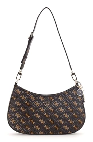 GUESS Noelle II Top Zip Shoulder Bag Brown Logo