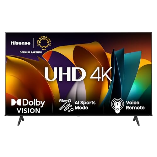 Hisense 43E6NT 108cm (43 Zoll) Fernseher, 4K UHD Smart TV, Precision Colour, HDR, Dolby Vision, 60Hz, Triple Tuner DVB-C/S/S2/T/T2, WiFi, HDMI 2.1, Bluetooth, Alexa Built-in, Schwarz, [2024]