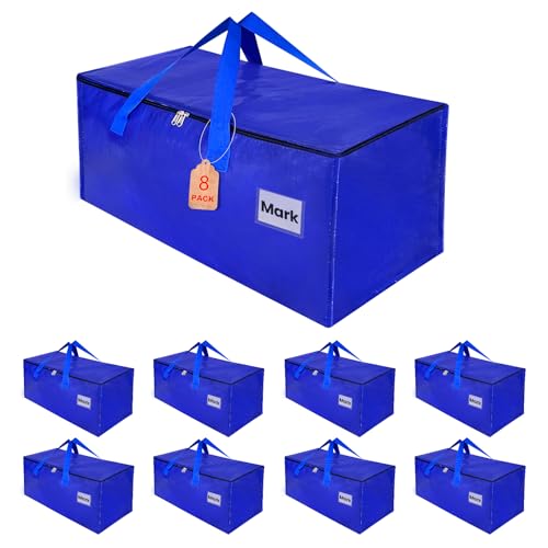ZFWDSY Umzugstaschen 93-Liter, 8er-Pack Aufbewahrungstaschen mit Reißverschluss, Umzugskartons Heavy Duty Große, Faltbare moving boxes Packtaschen für Umzugsbedarf, Reisetasche moving bag