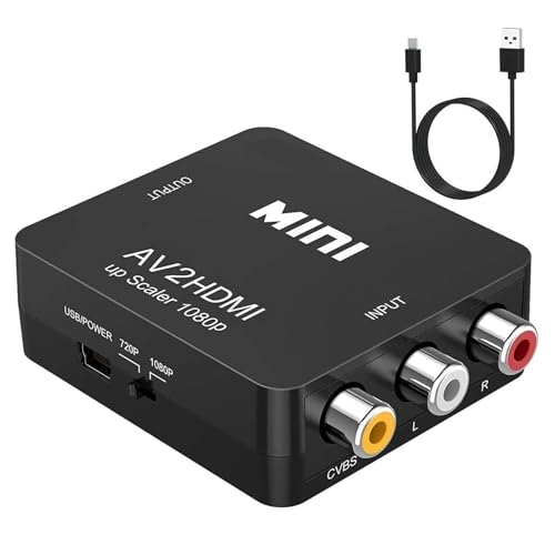 Lerkely Video Konverter RCA auf HDMI, AV auf HDMI, unterstützt 720 1080P für Kamera, Xbox 360, PS1, PS2, WII, N64, Gamecube, SNES, NES, PSP, DVD, VHS