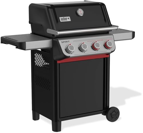 Weber Spirit E-425 GBS Gasgrill, 4 Edelstahlbrenner, 12,4 kW, GBS Gusseisenrost, Elektronisches Zündsystem, 61x45 cm Grillfläche