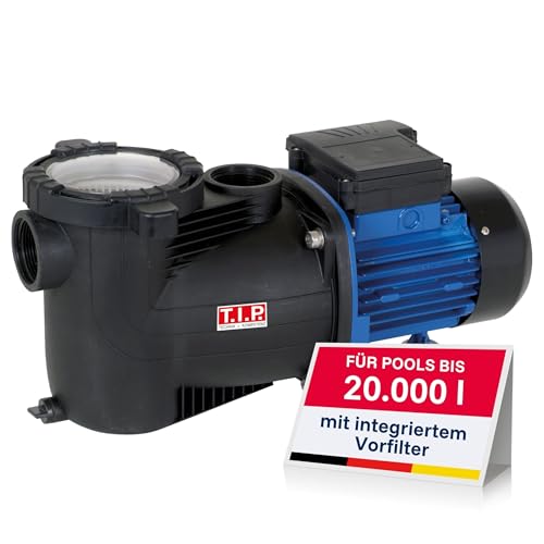 T.I.P. Poolpumpe SPP 300 F - 300 Watt Umwälzpumpe mit Vorfilter, 8000 l/h, 8.5 m Förderhöhe, ideal für Poolfiltersysteme bis 20 m³, 30442