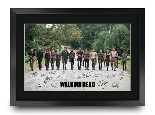 HWC Trading The Walking Dead Scene 2 Geschenke Gedrucktes Signiertes Autogramm Foto für Fans von Fernsehn Memorabilien - A3 Gerahmt