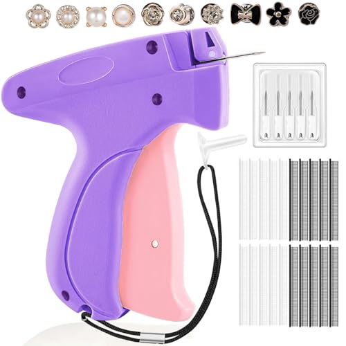wohot Stitchy Quick Clothing Fixer, Stitch Gun Schnelles Fixiergerät für Kleidung Stichpistole Kleidung Nähpistole Kleidung, Kleidungsfixiergerät Mit 5 Nadeln 3000 Plastiknadel 10 Brosche Knöpfe