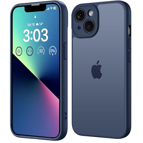 ORDA für iPhone 13 Hülle 6,1 Zoll, Vollständiger Kameraschutz Stoßfest Kratzfest Transluzente Rückseite Schutzhülle, Anti-Fingerabdruck Handyhülle für iPhone 13 (Dunkel Blau)