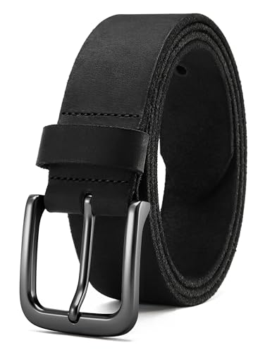 CHAOREN Herren Vollnarben-Büffelleder Gürtel, 38 mm, Pistolengrau