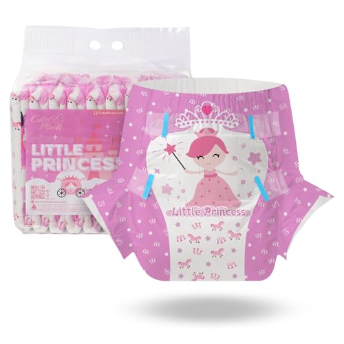 CutiePlusU Windeln für Erwachsene 10 Stück, Einweg-Inkontinenzslip mit Laschen für Frauen und Männer, maximale Saugfähigkeit über Nacht- kleine Prinzessin (Groß 37