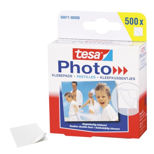 tesa Photo Klebepads - 500 Stück - 1,3 x 1,0 cm - Weiß