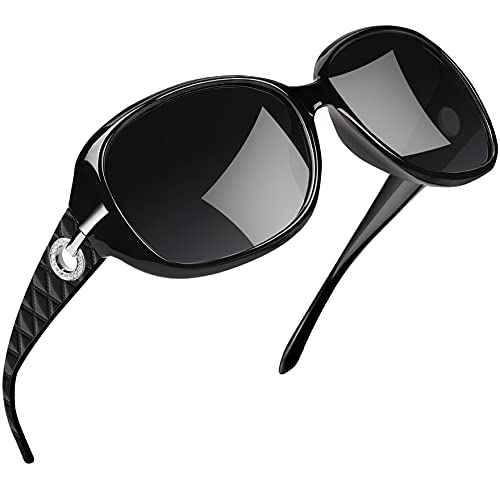 Joopin Elegante Große Sonnenbrille Damen Polarisiert und Klassische Schwarze Damen Sonnenbrille Übergroß Retro 2026 UV400 mit XL Rahmen (Voll Schwarz)