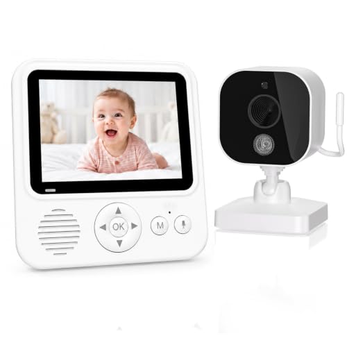 OBVHNUA Babyphone mit Kamera 720P IPS Video Babyphone ohne WLAN mit 2000mAh Akku Digitale Zoomfunktion Nachtsicht Temperatur-Alarm Zwei-Wege-Audio Schlaflieder VOX-Modus