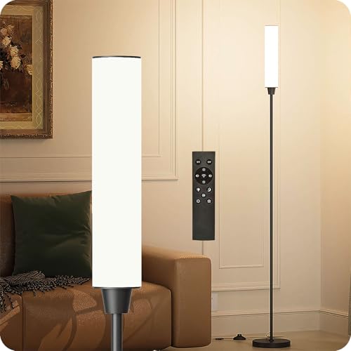 pekipe stehlampe mit fernbedienung dimmbar,Led Stehlampe,eck stehlampe wohnzimmer,Dimmbar Stehleuchte Farbtemperatur 3000k-6000k,Leuchtkraft 10%-100% (black)
