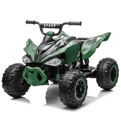 LEADZM 12V Elektro Quad für Kinder, Kinder Elektroquad, 7AH Batteriebetriebenes Auto mit LED-Scheinwerfern, Musik, Hupe,Langsamer Start Quad Motorrad (Grün)
