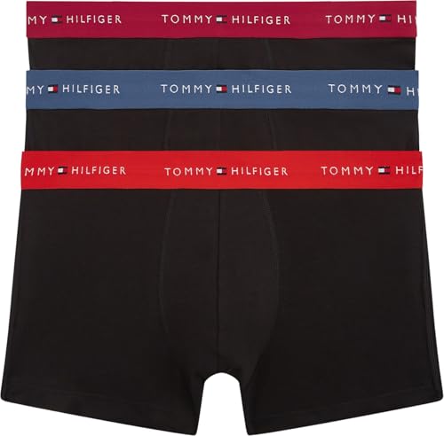 Tommy Hilfiger Herren 3er Pack Boxershorts Trunks aus Baumwolle mit Stretch, Schwarz (Fre Rd/Ae Sea/Ras Ju), L