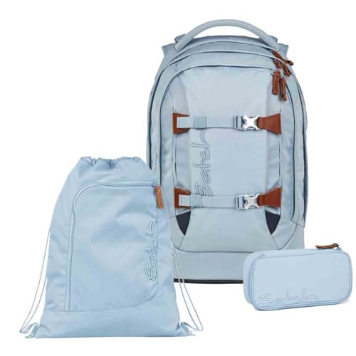 Satch Pack Nordic Skandi Edition Schulrucksack Set 3tlg. inkl. Schlamperbox und Sportbeutel (Nordic Ice Blue)