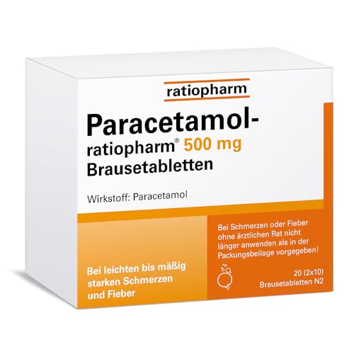 Paracetamol-ratiopharm 500 mg Brausetabletten: Der gut verträgliche Klassiker hilft gegen Schmerzen und Fieber, 20 Brausetabletten