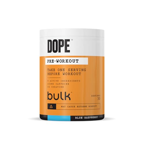 Bulk Dope Pre-Workout Pulver | Blue Himbeere | 3g Creatine per Serving | 200mg Caffeine | Citrulline Malate & Arginine AKG | Beta-Alanine | Energy, Focus & Performance | 510g Supplement