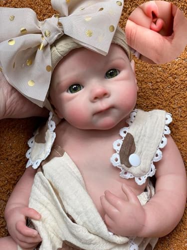 Abenduot 6,2 lbs 18-Zoll-Bettie-Mädchen-Puppe kann den Mund öffnen Anatomisch korrekte Silikon-Babypuppen Realistische Voll-Feststoff-Silikonkörper Neugeborenen-Puppen Flexibel
