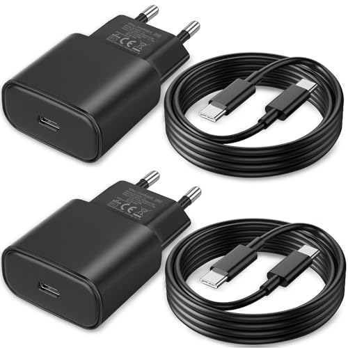 25W USB C Ladegerät Ladekabel für Samsung Galaxy S26 S25 S24 S23 S22 S21 Ultra S20fe A56 A55 A54 A53 A52 A51 A50 A33 A16 A13/Tablet,2Pack 2M Schnellladekabel mit Schnellladegerät Fast Charger Netzteil