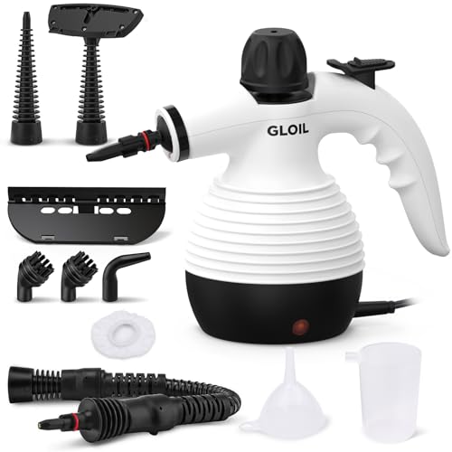 GLOIL Dampfreiniger, tragbarer multifunktionaler Dampfreiniger, inklusive 10 Zubehörteilen, geeignet für Teppiche, Vorhänge, Sofas, Küche, Badezimmer usw.