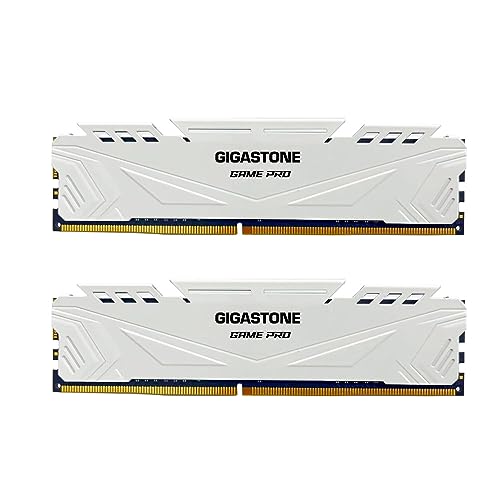 【DDR4 RAM】 GIGASTONE Game PRO 32GB Kit (2x16GB) DDR4 3200MHz PC4-25600 CL 16-18-18-40 Intel XMP 2.0 AMD Ryzen 1.35V UDIMM 288 Pin Unbuffered Non ECC High Performance Gaming Desktop Memory - White