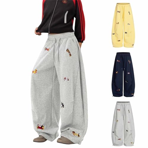 Jogginghose Damen Hosen Herren Baggy Traininghosen Elastische Dackel Graphic Sweatpants Leicht Freizeithose Baumwolle Sporthose Kordelzug Activewear Y2K Streetwear Trendy Activehosen mit Taschen