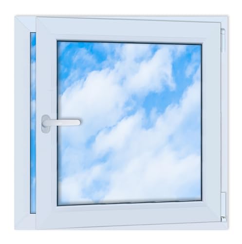 LORAC | Kunststofffenster weiß 800x800mm, 80x80cm, PCV, DIN Rechts, kippbar & ausstellbar, 2-fach Verglasung, energiesparend – Fenster mit CE-Zertifikat für Keller und Wohnung