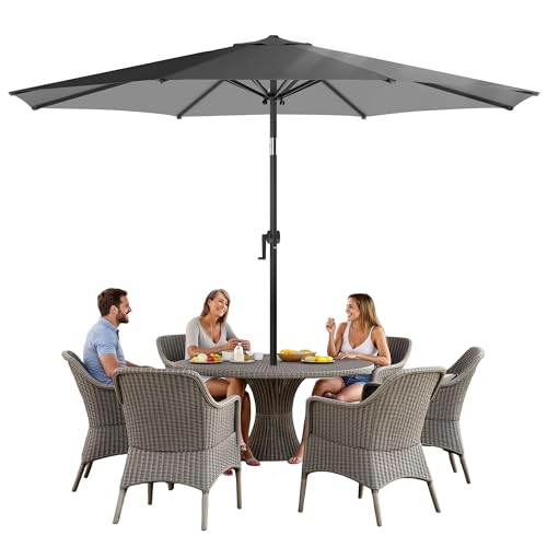 4smile Sonnenschirm 300 cm, mit UV 50+ Schutz – großer Sonnenschirm großer für die Terrasse, mit Kurbel, 3 m Durchmesser, kippbar um 45°, flexibel und neigbar für ganztägigen Sonnenschutz, Anthrazit