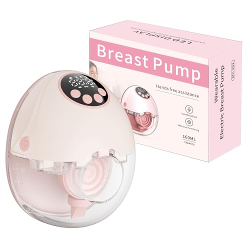 Milchpumpe Elektrisch Tragbare, Elektrische Milchpumpe Handsfree 4 Modi 12 Stufen mit 17/19/21 mm komfortabler Flansch, Privat, mit Ersatzzubehör im Lieferumfang Rosa (1 Pack)