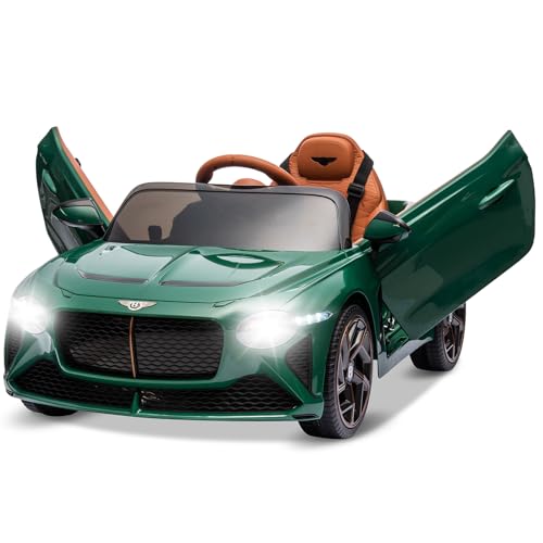 Bentley Baccara Elektroauto Für Kinder – Offiziell Lizenziert 12V Kinderauto Mit 2.4G-Fernbedienung, MP3-Player, USB/AUX/Bluetooth & Sicherheitsfeatures – Einzelsitzer Für Kinder 3-8 Jahre, Grün