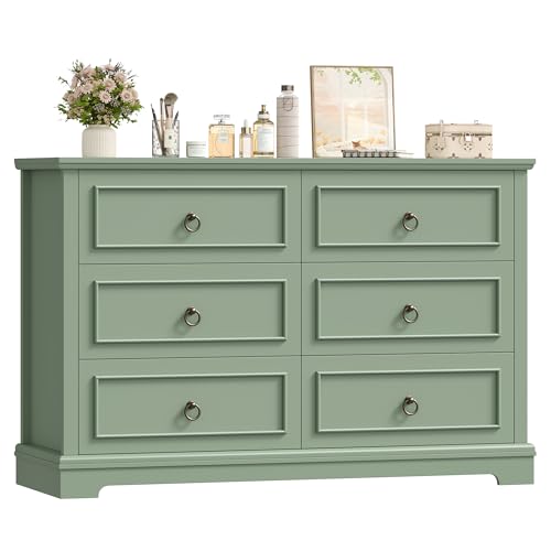 hefoths Kommode mit 6 Schubladen, 120 cm Breit Komodenschrank Schubladenschrank mit Holzmaserung, 120 x 84 x 40 cm, Sideboard Kommode für Schlafzimmer, Wohnzimmer
