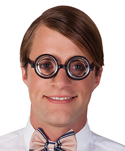 Boland 00371 - Brille Nerd, schwarz, Hornbrille, sympathischer Streber, Fachidiot, Sonderling, Karneval, Fasching, Mottoparty, Verkleidung, Accessoire