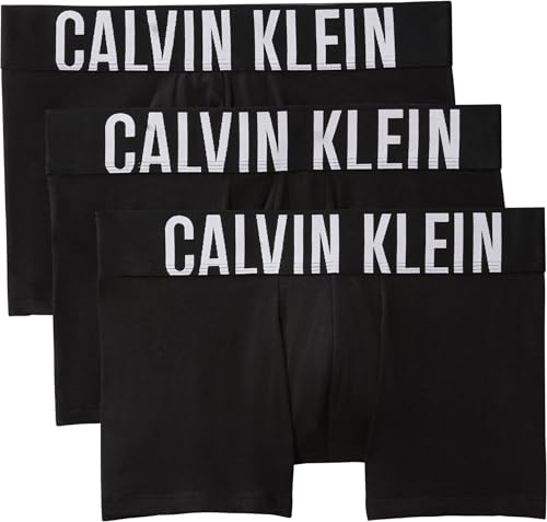 Calvin Klein Herren 3er Pack Boxershorts Trunks mit Logobund, Schwarz (Black/Black/Black), XXL