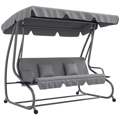 Outsunny Hollywoodschaukel mit Liegefunktion 200x120x164cm Hellgrau