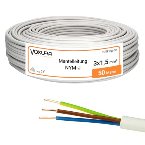 NYM-J 3x1,5 mm² 50m Ring Mantelleitung Installationskabel Stromkabel Kupfer