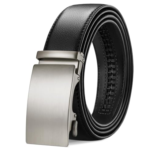 TANGCHAO Gürtel Herren,Ledergürtel Ratsche Automatikschließe für Herren Business Anzug Jeans, 35mm Gürtel,Größe Einstellbar