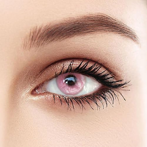 BEAUYWL Anime Kosplay Farbige Kontaktlinsen ohne Stärke mit Schwarz-Rand & hohem Wassergehalt - Jahreslinsen für Halloween Cosplay Costume Karneval Festival Party - 1 Paar (Rosa)