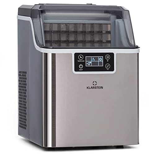 Klarstein Eiswürfelmaschine für Zuhause Camping Gastro, Schnelle Mini Eiswürfelmaschine Klein, Profi Eismaschine für Große Kleine Klare Eiswürfel, Selbstreinigend mit 3,2L Eiswürfelbehälter, 20kg/24h