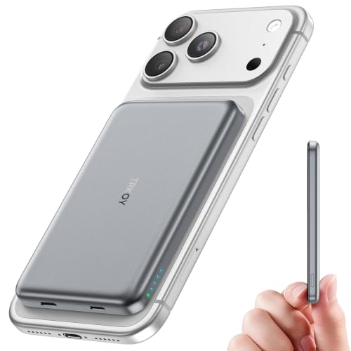 Powerbank für Magsafe, TRKOY Slim Magnetische Power Bank für iPhone 5000mAh