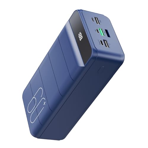 PDBEST 60000mAh Power Bank, 22,5W Powerbank PD USB-C Schnellladefunktion Externe Akku mit 4 Ausgänge und 3 Eingänge, kompatibel mit Smartphone, Tablets, Tablet usw Blue